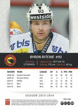 2013-14 PCAS Swiss National League #SNL-036 Byron Ritchie Back