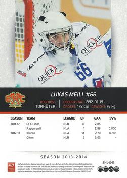 2013-14 PCAS Swiss National League #SNL-041 Lukas Meili Back
