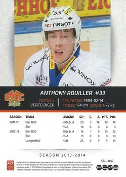 2013-14 PCAS Swiss National League #SNL-047 Anthony Rouiller Back