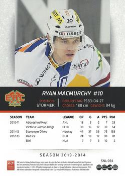 2013-14 PCAS Swiss National League #SNL-054 Ryan MacMurchy Back