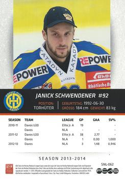 2013-14 PCAS Swiss National League #SNL-062 Janick Schwendener Back