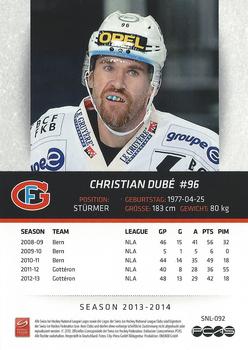 2013-14 PCAS Swiss National League #SNL-092 Christian Dube Back