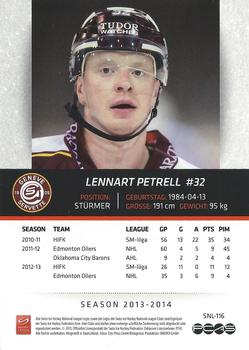 2013-14 PCAS Swiss National League #SNL-116 Lennart Petrell Back