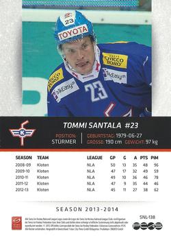 2013-14 PCAS Swiss National League #SNL-138 Tommi Santala Back
