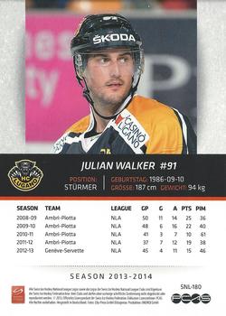 2013-14 PCAS Swiss National League #SNL-180 Julian Walker Back