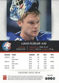 2013-14 PCAS Swiss National League #SNL-201 Lukas Flüeler Back