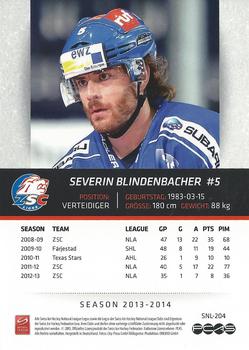2013-14 PCAS Swiss National League #SNL-204 Severin Blindenbacher Back