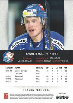 2013-14 PCAS Swiss National League #SNL-206 Marco Maurer Back