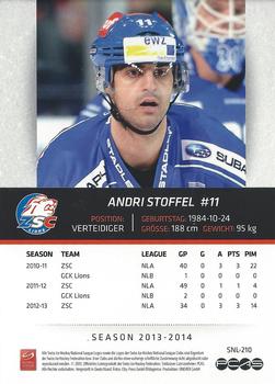 2013-14 PCAS Swiss National League #SNL-210 Andri Stoffel Back