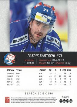 2013-14 PCAS Swiss National League #SNL-213 Patrick Bärtschi Back