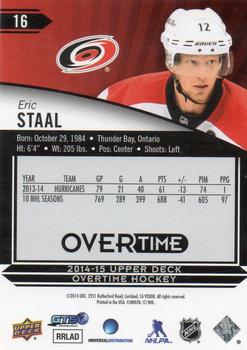 2014-15 Upper Deck Overtime #16 Eric Staal Back