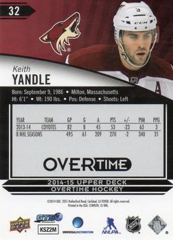 2014-15 Upper Deck Overtime #32 Keith Yandle Back