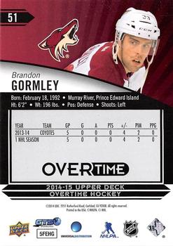 2014-15 Upper Deck Overtime #51 Brandon Gormley Back