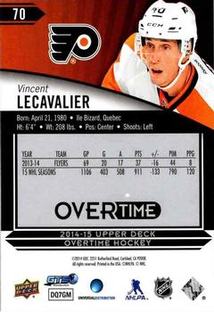 2014-15 Upper Deck Overtime #70 Vincent Lecavalier Back