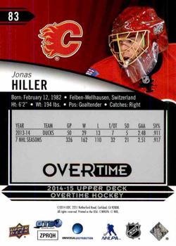 2014-15 Upper Deck Overtime #83 Jonas Hiller Back