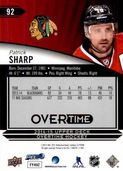2014-15 Upper Deck Overtime #92 Patrick Sharp Back