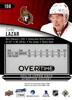 2014-15 Upper Deck Overtime #108 Curtis Lazar Back