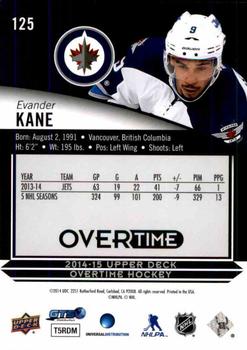 2014-15 Upper Deck Overtime #125 Evander Kane Back