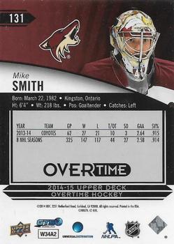 2014-15 Upper Deck Overtime #131 Mike Smith Back