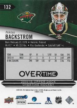 2014-15 Upper Deck Overtime #132 Niklas Backstrom Back