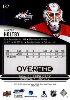 2014-15 Upper Deck Overtime #137 Braden Holtby Back