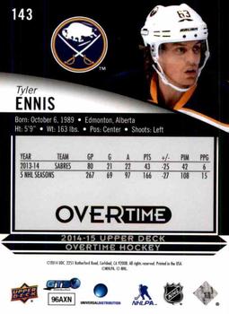 2014-15 Upper Deck Overtime #143 Tyler Ennis Back