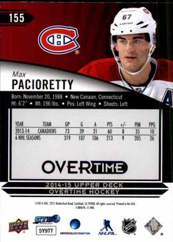 2014-15 Upper Deck Overtime #155 Max Pacioretty Back