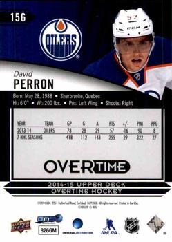 2014-15 Upper Deck Overtime #156 David Perron Back