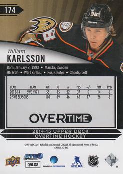 2014-15 Upper Deck Overtime #174 William Karlsson Back