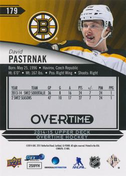 2014-15 Upper Deck Overtime #179 David Pastrnak Back