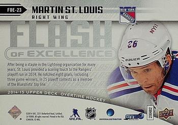 2014-15 Upper Deck Overtime - Flash of Excellence #FOE-23 Martin St. Louis Back