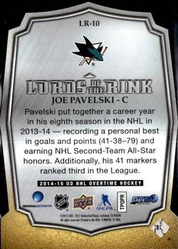 2014-15 Upper Deck Overtime - Lords of the Rink #LR-10 Joe Pavelski Back