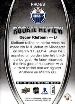2014-15 Upper Deck Overtime - Rookie Review #RRC-29 Oscar Klefbom Back