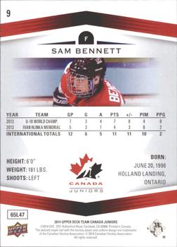 2014 Upper Deck Team Canada Juniors #9 Sam Bennett Back