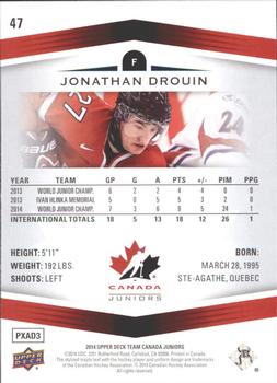 2014 Upper Deck Team Canada Juniors #47 Jonathan Drouin Back