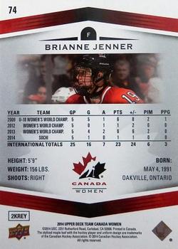 2014 Upper Deck Team Canada Juniors #74 Brianne Jenner Back