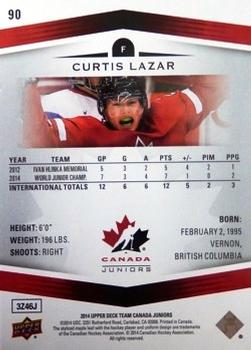 2014 Upper Deck Team Canada Juniors #90 Curtis Lazar Back