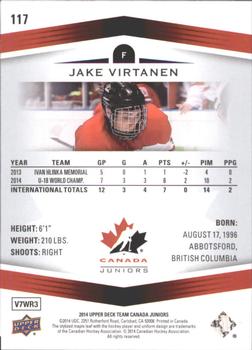 2014 Upper Deck Team Canada Juniors #117 Jake Virtanen Back
