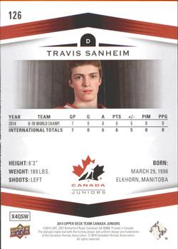 2014 Upper Deck Team Canada Juniors #126 Travis Sanheim Back