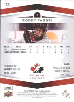 2014 Upper Deck Team Canada Juniors #133 Robby Fabbri Back