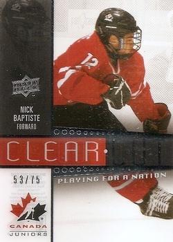 2014 Upper Deck Team Canada Juniors - Clear Cut Playing for a Nation #PFN-34 Nick Baptiste Front