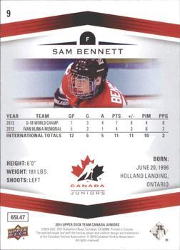 2014 Upper Deck Team Canada Juniors - High Gloss #9 Sam Bennett Back