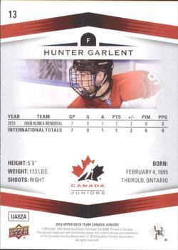 2014 Upper Deck Team Canada Juniors - High Gloss #13 Hunter Garlent Back