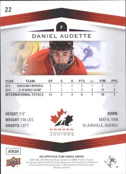2014 Upper Deck Team Canada Juniors - High Gloss #22 Daniel Audette Back