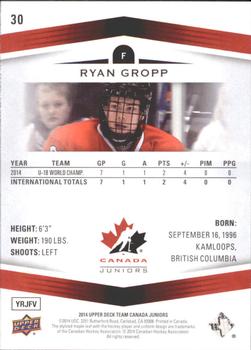2014 Upper Deck Team Canada Juniors - High Gloss #30 Ryan Gropp Back