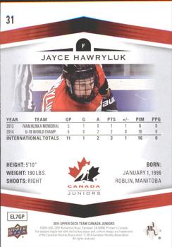 2014 Upper Deck Team Canada Juniors - High Gloss #31 Jayce Hawryluk Back