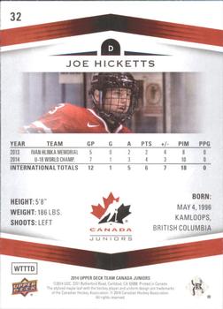 2014 Upper Deck Team Canada Juniors - High Gloss #32 Joe Hicketts Back