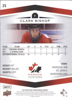 2014 Upper Deck Team Canada Juniors - Gold Sepia #25 Clark Bishop Back