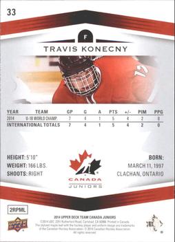 2014 Upper Deck Team Canada Juniors - Gold Sepia #33 Travis Konecny Back