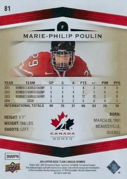 2014 Upper Deck Team Canada Juniors - Gold Sepia #81 Marie-Philip Poulin Back